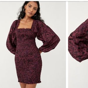 NWT FREE PEOPLE - SMOCK IT TO ME DRESS IN HAZELNUT COMBO